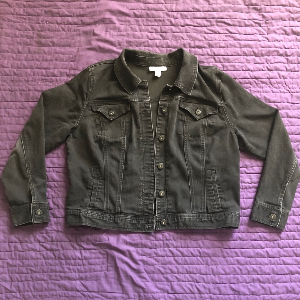 Style&Co Black faded denim jacket size L